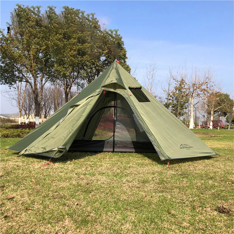 Super light gray pyramid camping tent for 3-4 people ultralight backpacking shelter