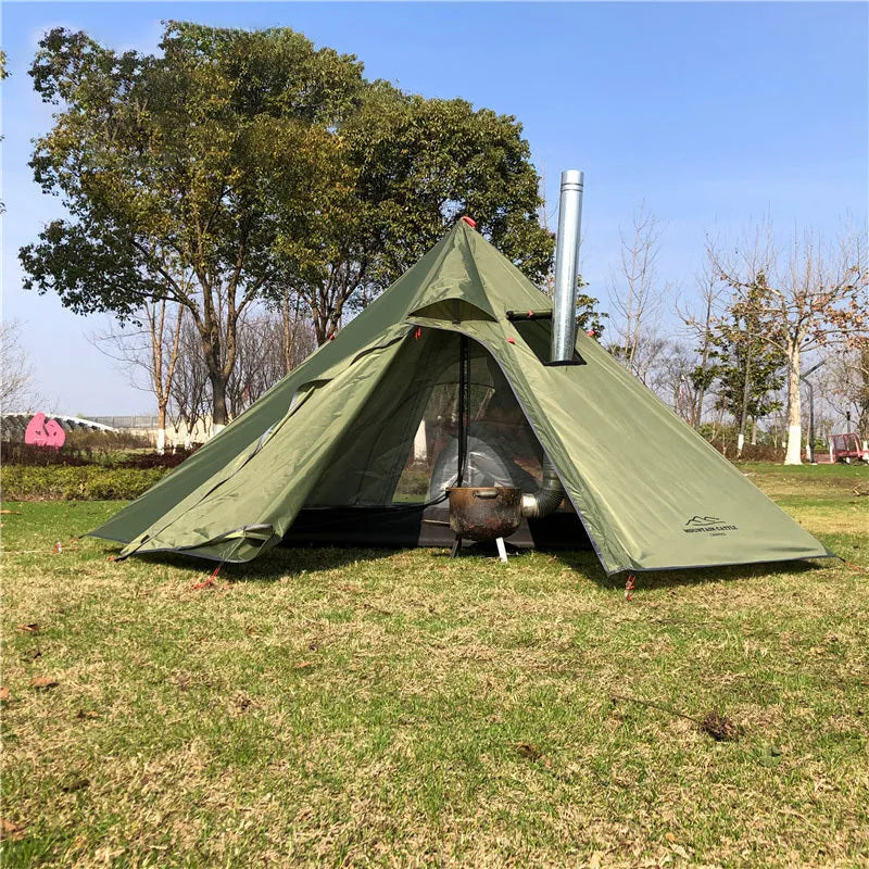Super light gray pyramid camping tent for 3-4 people ultralight backpacking shelter