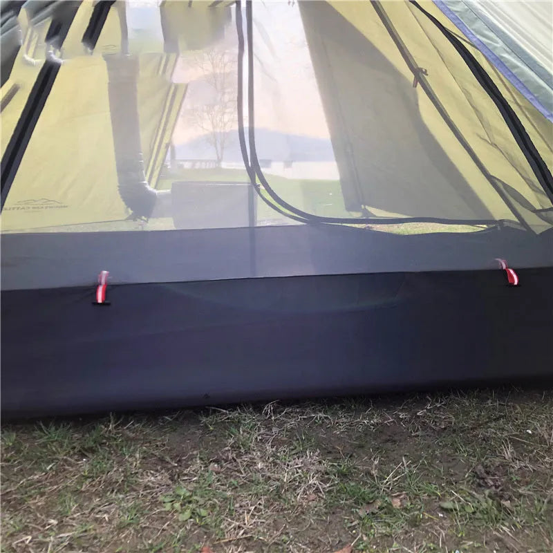 Super light gray pyramid camping tent for 3-4 people ultralight backpacking shelter