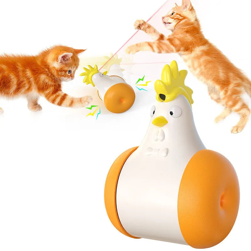Electric cat toy with cat-calling switch and infrared light in orange plastic, with self-balance base