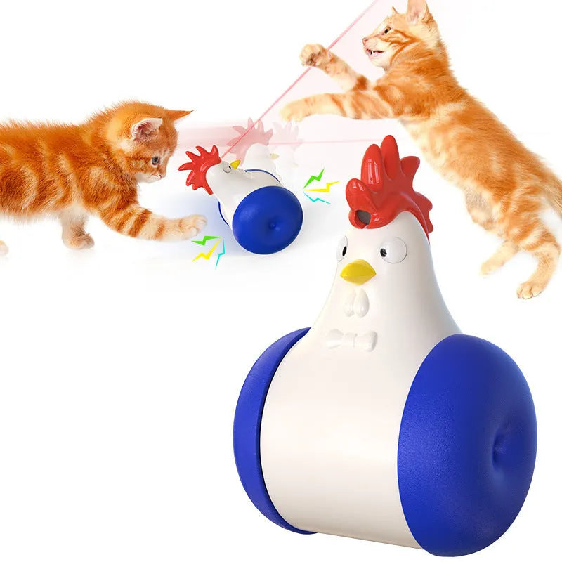 Electric cat toy with cat-calling switch and infrared light in orange plastic, with self-balance base