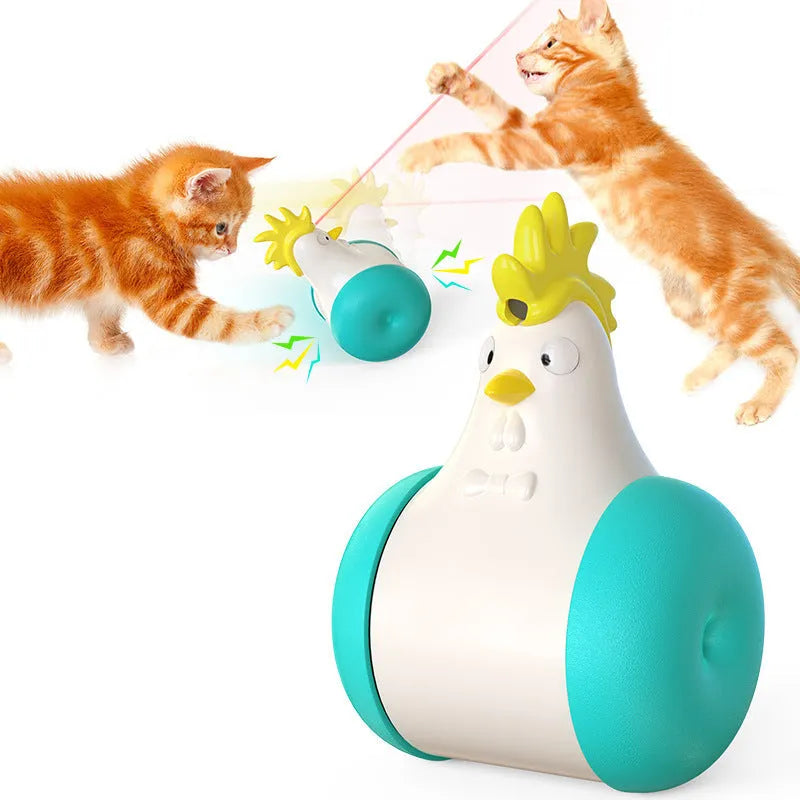 Electric cat toy with cat-calling switch and infrared light in orange plastic, with self-balance base