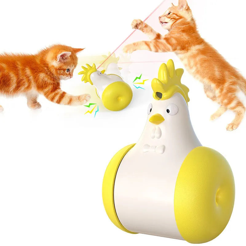 Electric cat toy with cat-calling switch and infrared light in orange plastic, with self-balance base