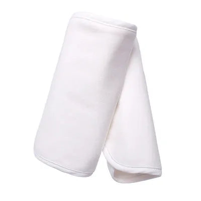 Polyester baby carrier protective blanket with dot pattern, available in small and large sizes as a drool-absorbing saliva towel.