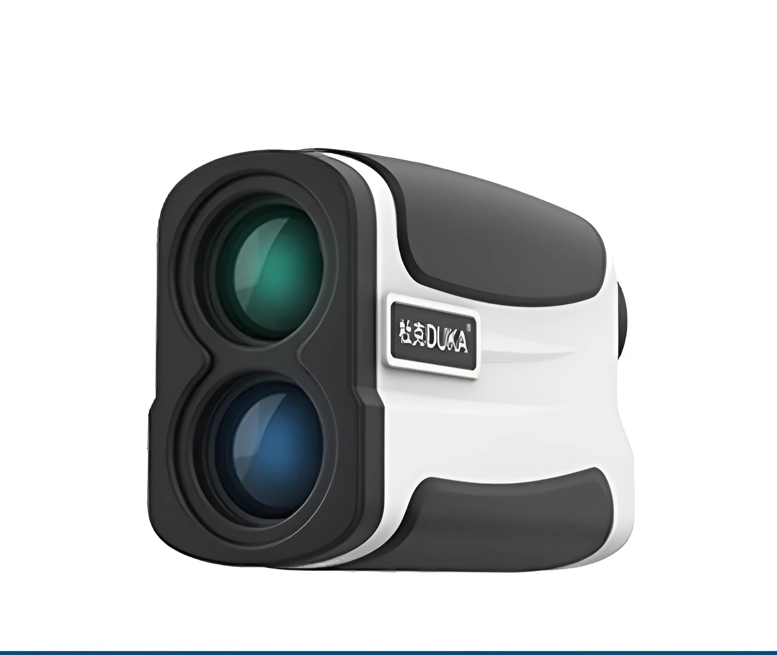 Handheld laser rangefinder for golf and outdoor distance measurement.