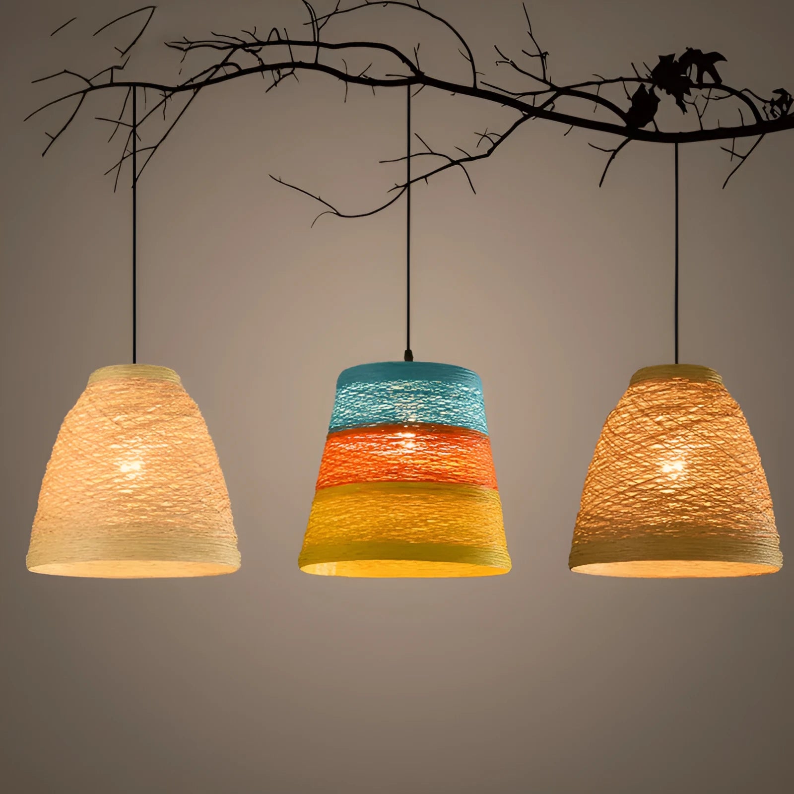 Rattan woven ball hanging lamp with adjustable height for pastoral interior lighting