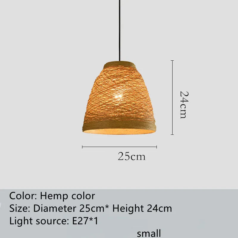 Rattan woven ball hanging lamp with adjustable height for pastoral interior lighting