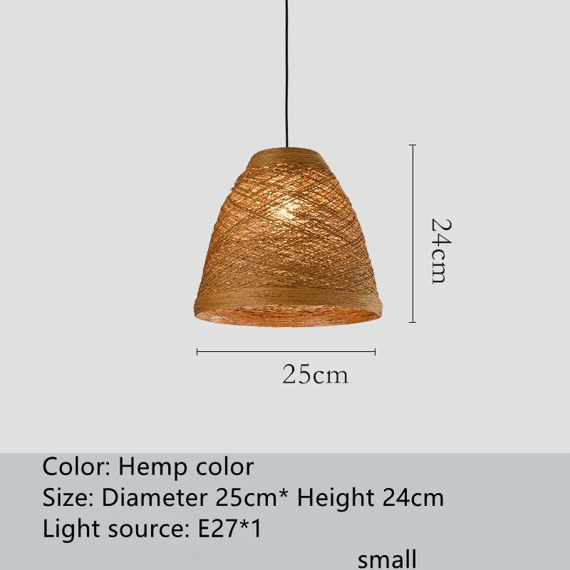Rattan woven ball hanging lamp with adjustable height for pastoral interior lighting
