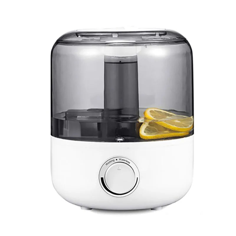 Black or white desktop humidifier with 3 litre capacity and compact design for bedroom use