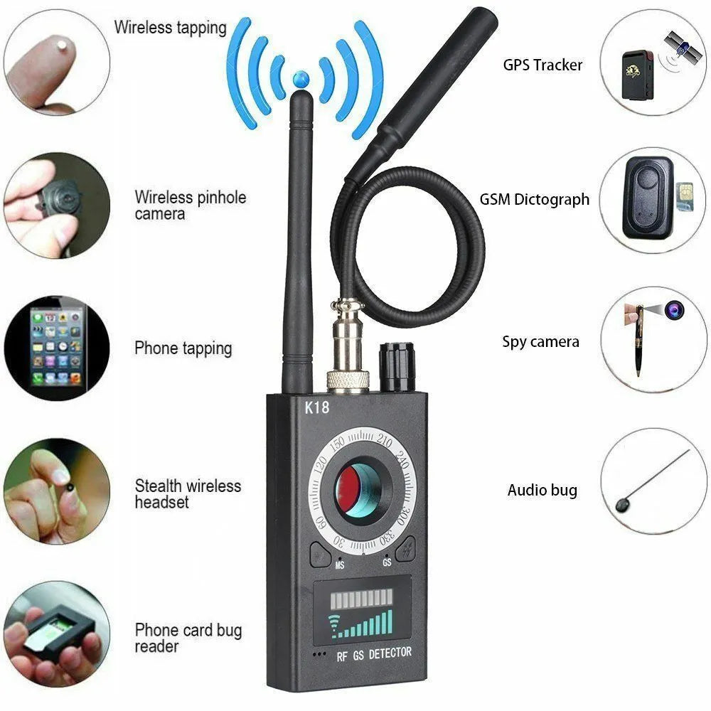 Black ABS metal anti-sneak shooting detector with GPS anti-tracking scanning 1-8000MHz frequencies