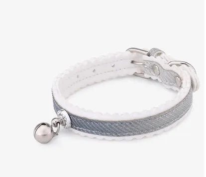 Gradient PU cat collar with silver bell on a neutral background