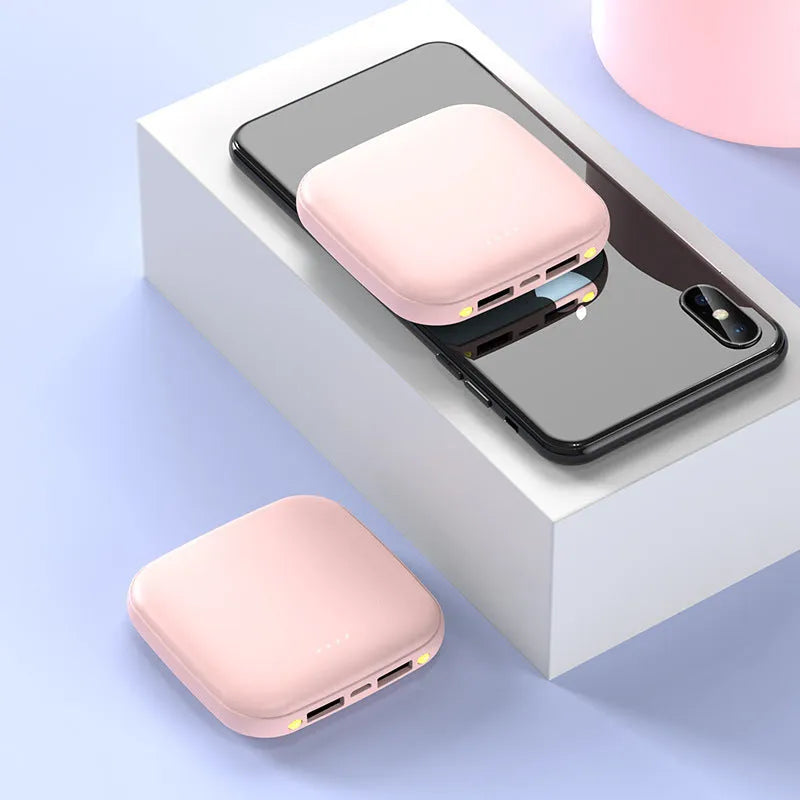Compact black 20000mAh power bank with LED flashlight, showing dimensions of 82mm.