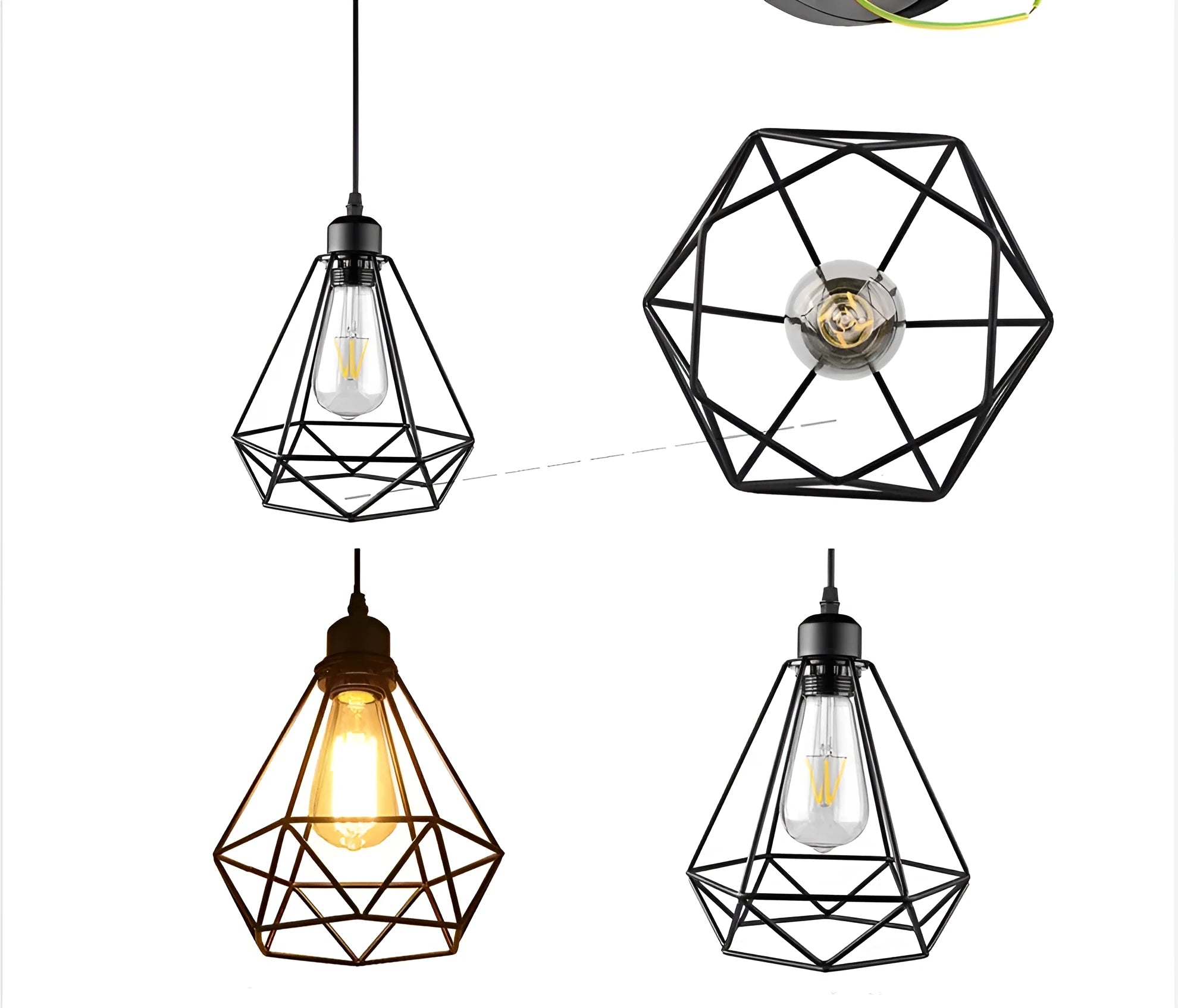 Black Nordic retro iron chandelier with retractable 21x26x26cm dimensions for living room lighting