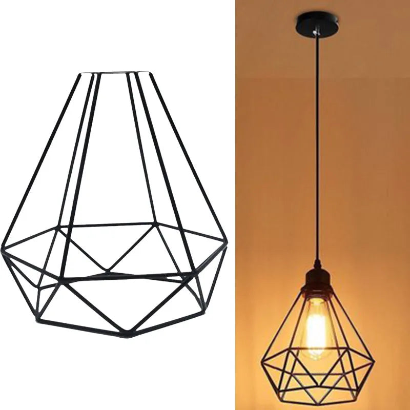 Black Nordic retro iron chandelier with retractable 21x26x26cm dimensions for living room lighting