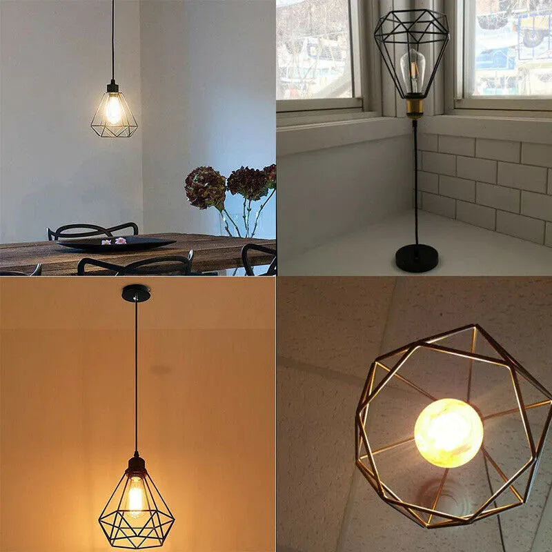 Black Nordic retro iron chandelier with retractable 21x26x26cm dimensions for living room lighting