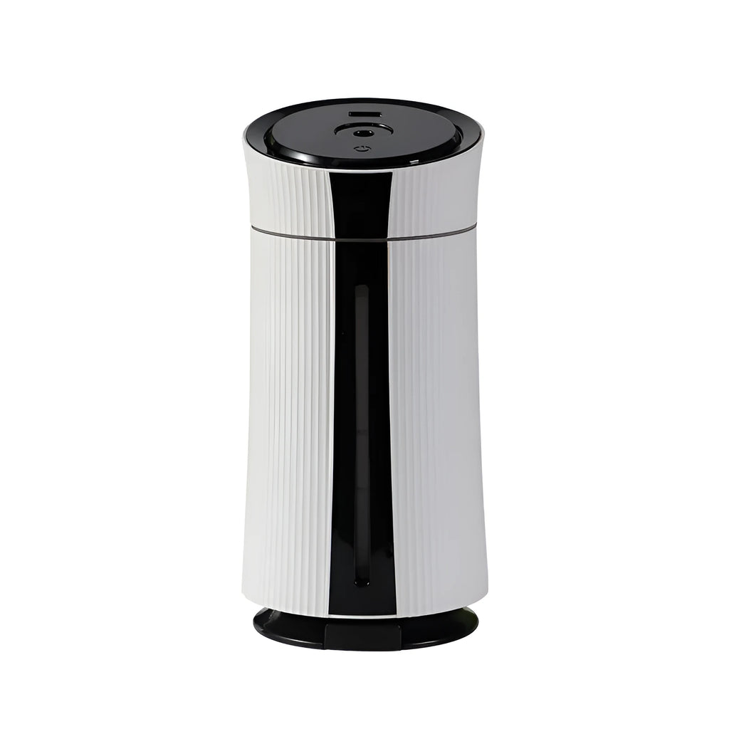 White cylindrical USB humidifier with single fog outlet and water tank for small rooms up to 20 square metres