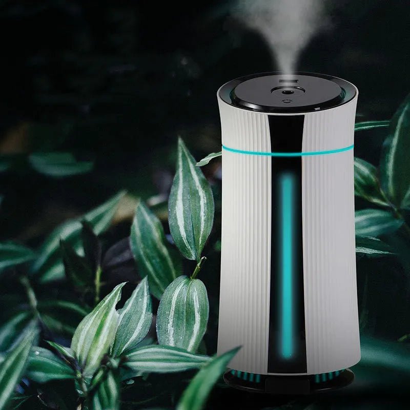 White cylindrical USB humidifier with single fog outlet and water tank for small rooms up to 20 square metres