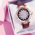 Women's diamond fashion watch with round 32mm dial, mineral glass, and pin buckle clasp in multiple colour options