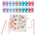 Children's wooden fishing catch insect game brain toy made of pine wood with water-based paint, 18 x 17.5 x 6 cm