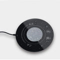 USB-powered hot and cold coaster in black or white with tempered glass surface