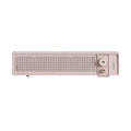 Portable Bluetooth speaker in blue with retro design and push-button controls