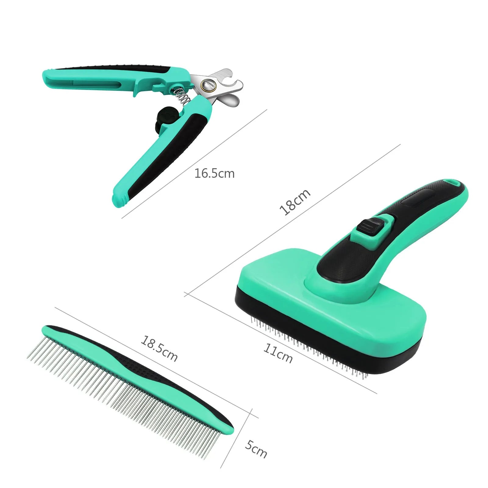 Retractable pet hair removal comb with TPR handle and stainless steel needles for dog and cat grooming