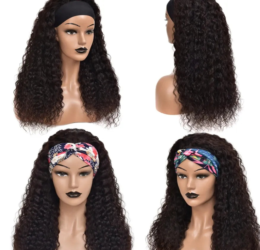 Ladies black chemical fiber hair band wig 26 inch 66cm full mechanism construction