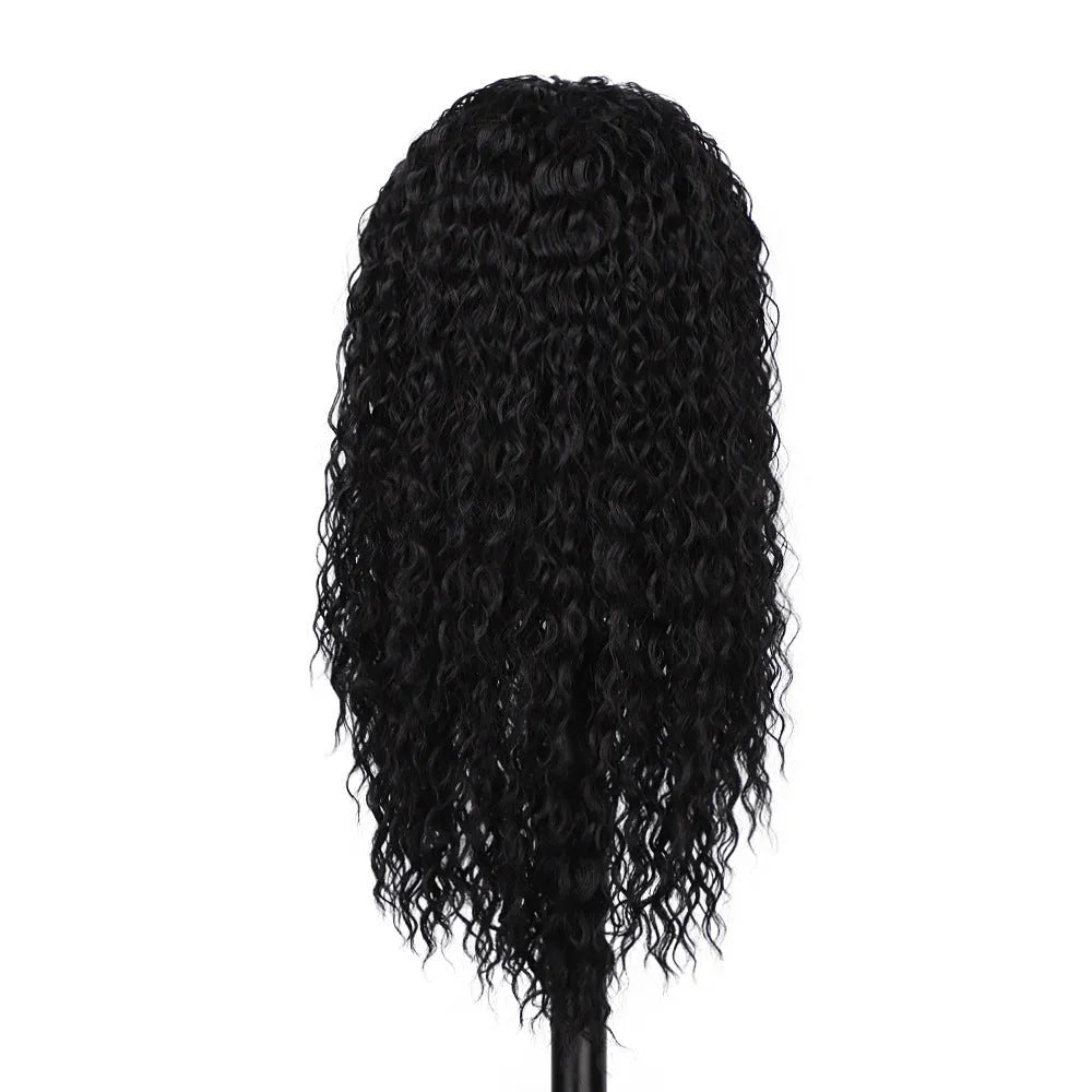 Ladies black chemical fiber hair band wig 26 inch 66cm full mechanism construction