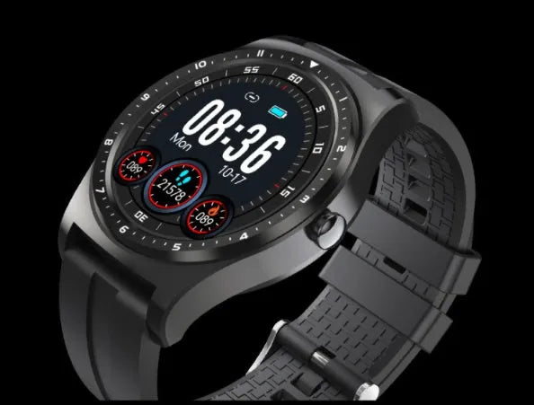 Full Circle Full Touch smart watch with circular screen on a silicone wristband.
