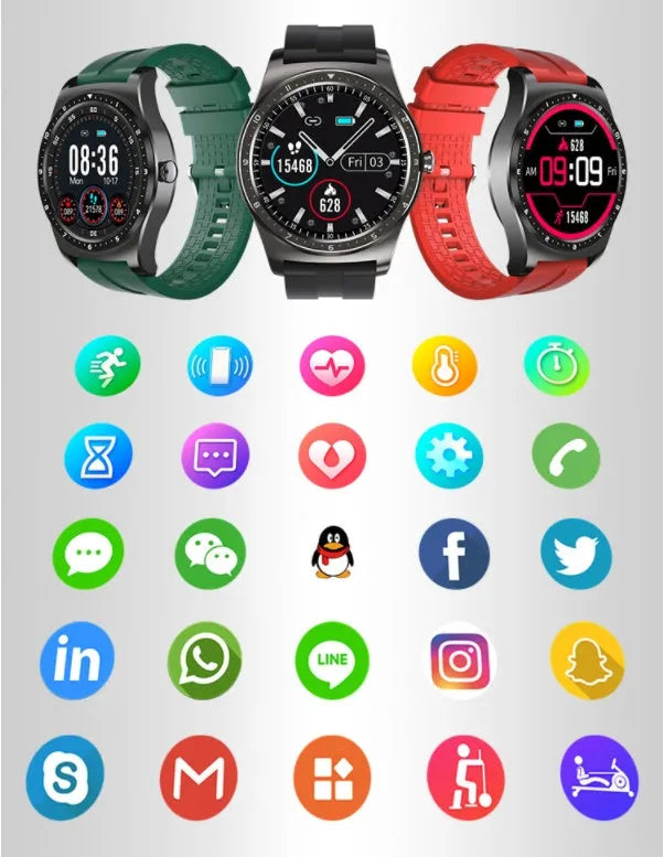 Full Circle Full Touch smart watch with circular screen on a silicone wristband.