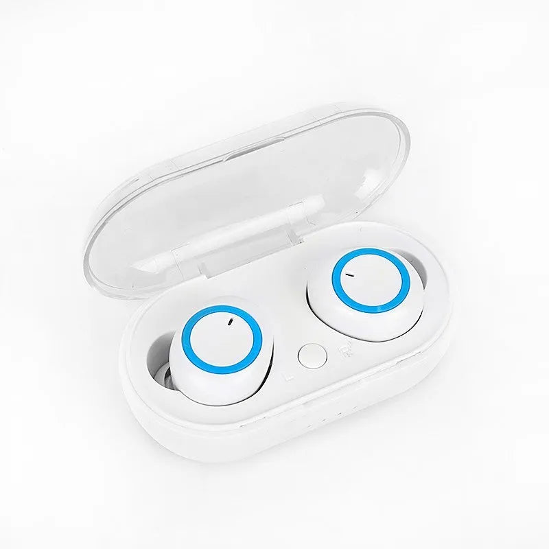 Black and red true wireless stereo Bluetooth earbuds with a charging case.