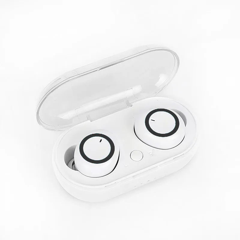 Black and red true wireless stereo Bluetooth earbuds with a charging case.