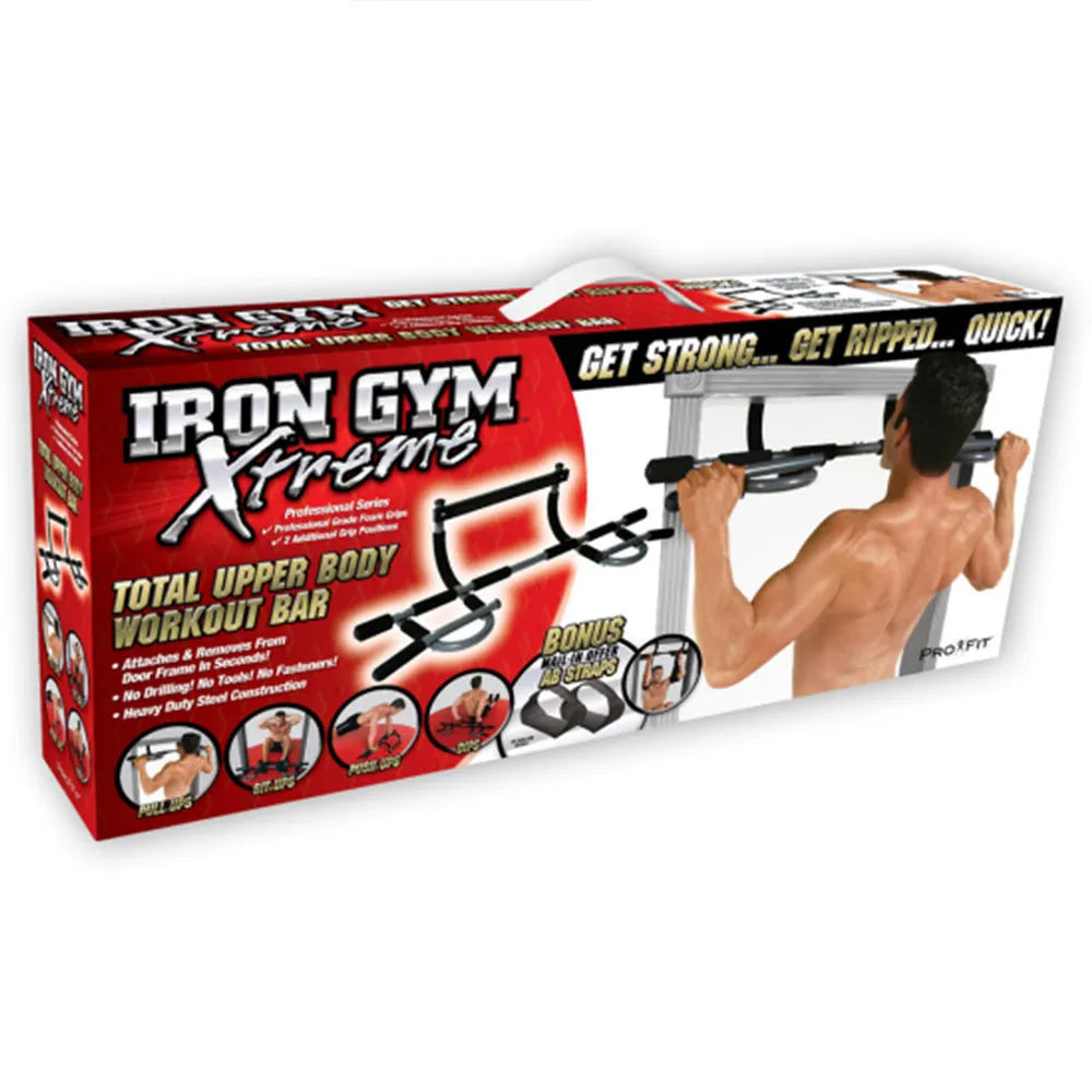 Black steel wall-mounted tension pull-up bar for indoor fitness training
