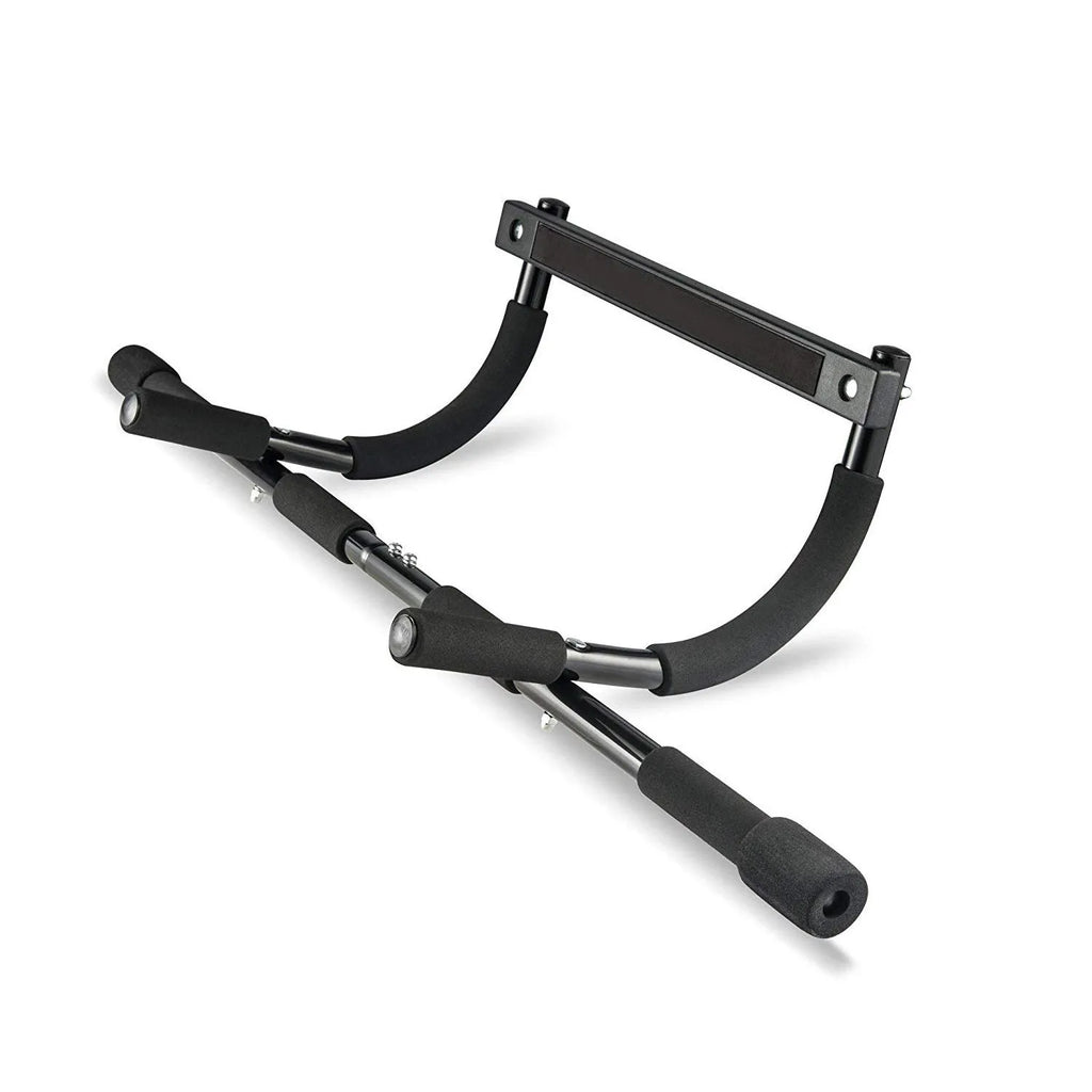 Black steel wall-mounted tension pull-up bar for indoor fitness training