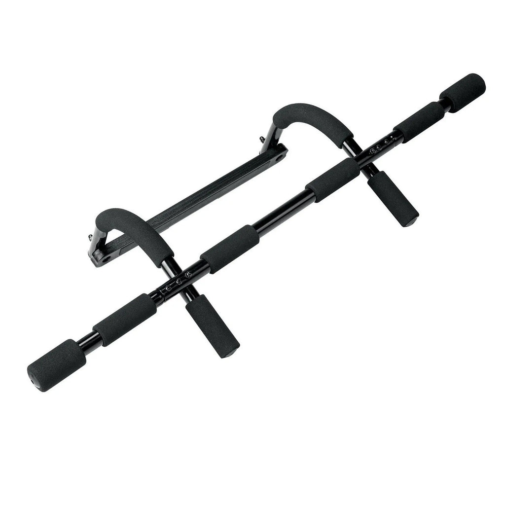 Black steel wall-mounted tension pull-up bar for indoor fitness training