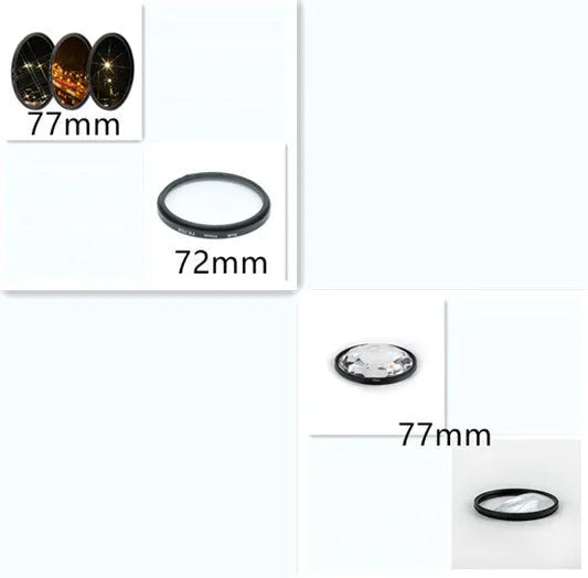 77mm half moon mirror split focus filter with rotating thread for SLR creative photography