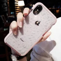 Striped TPU back cover phone case for iPhone in black, pink, and white colour options