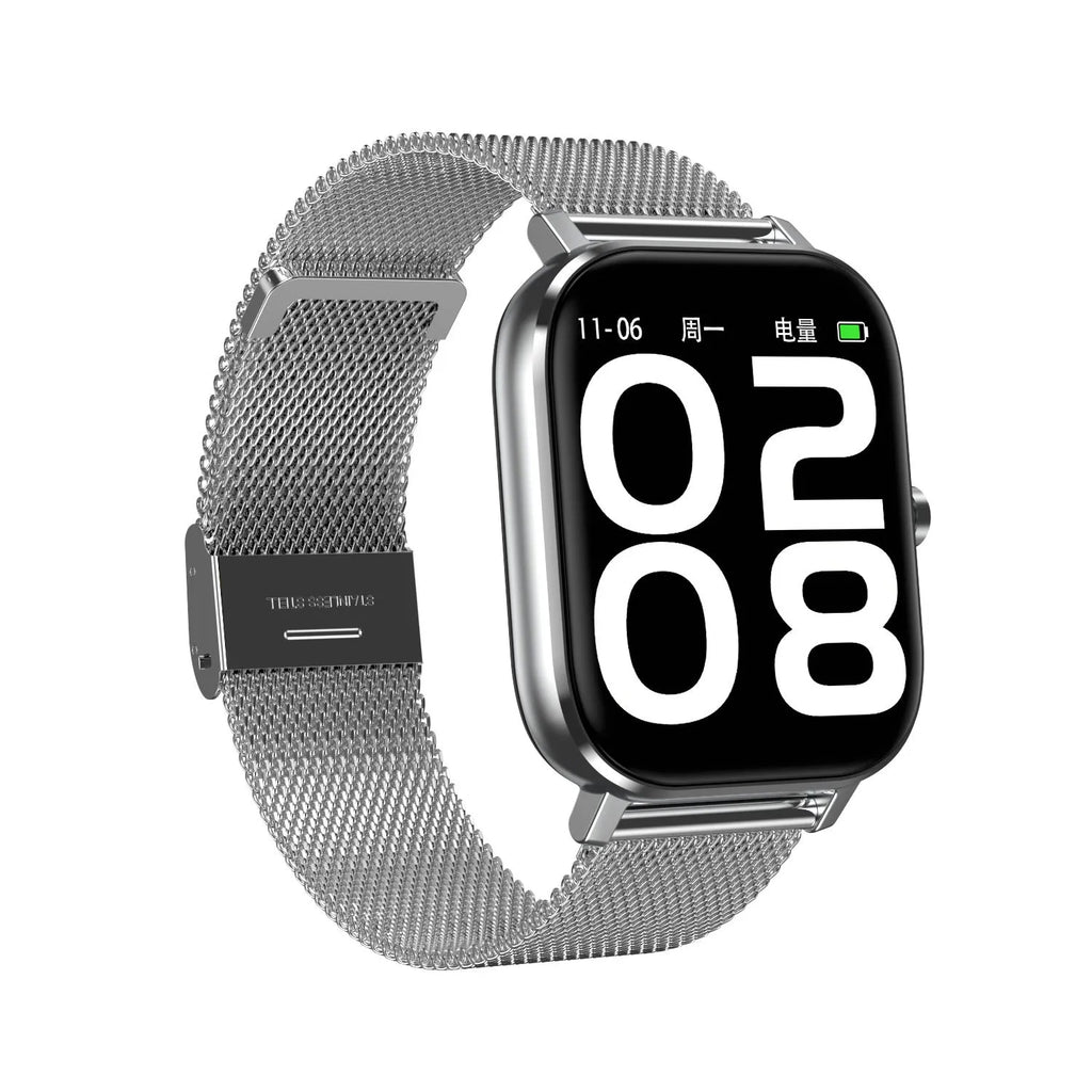 Smart bracelet with health monitoring sensors and 1.54-inch touchscreen on wrist