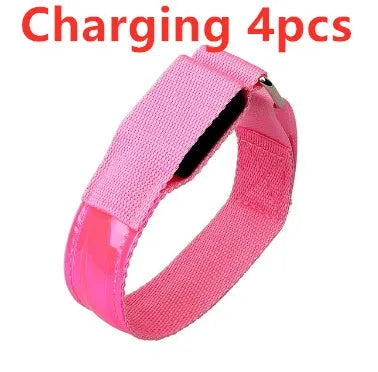 LED arm band with 7 colour options and 3 blink modes on black nylon strap