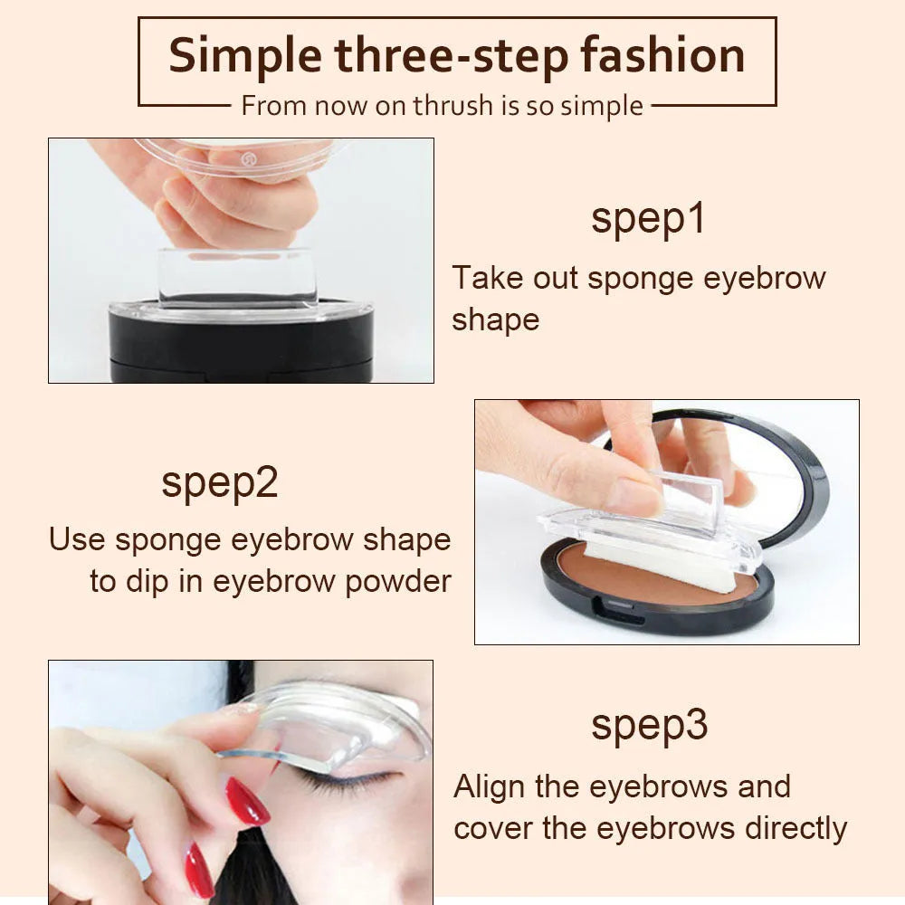 ALVER eyebrow powder seal in brown coffee shade with arched brow stencil plate