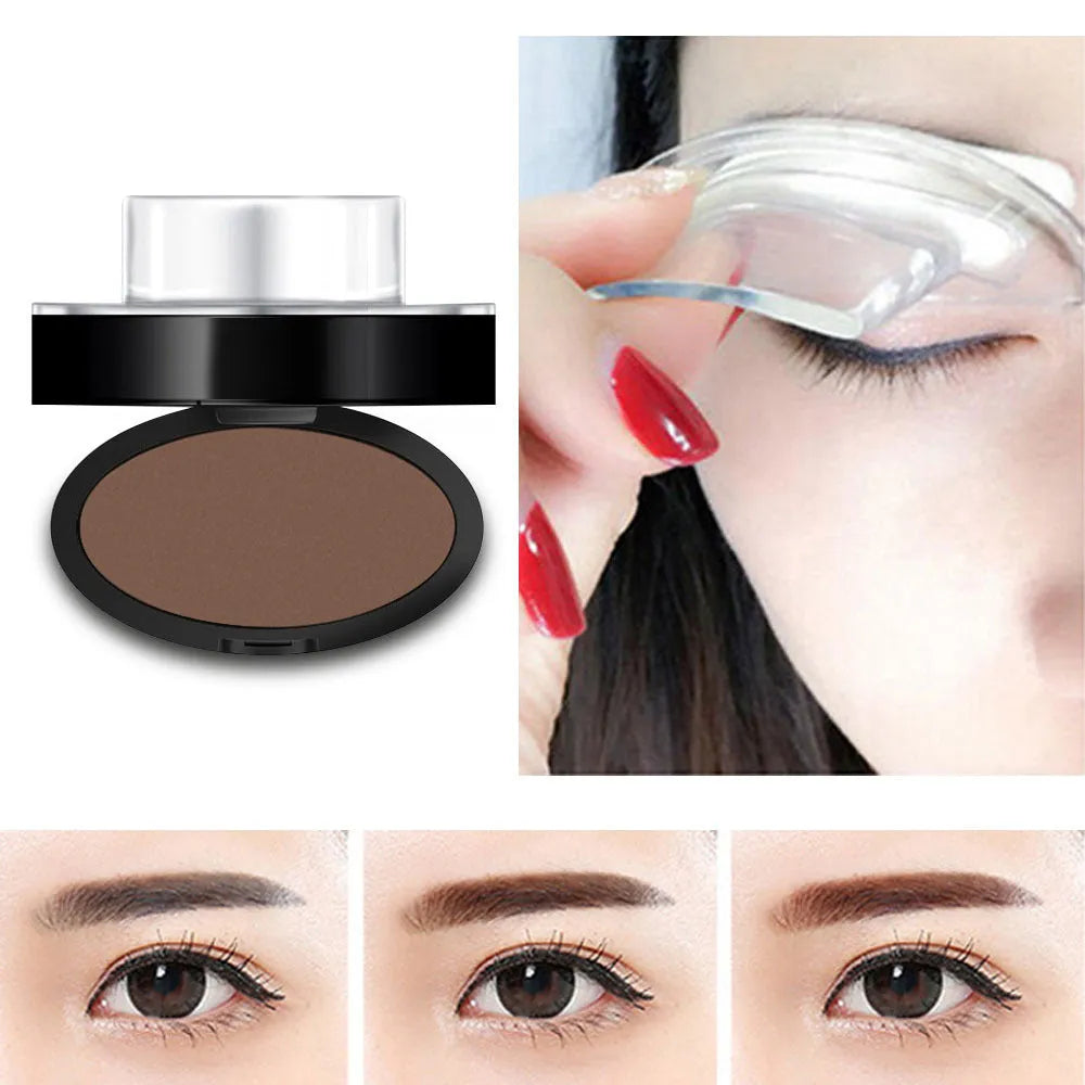 ALVER eyebrow powder seal in brown coffee shade with arched brow stencil plate