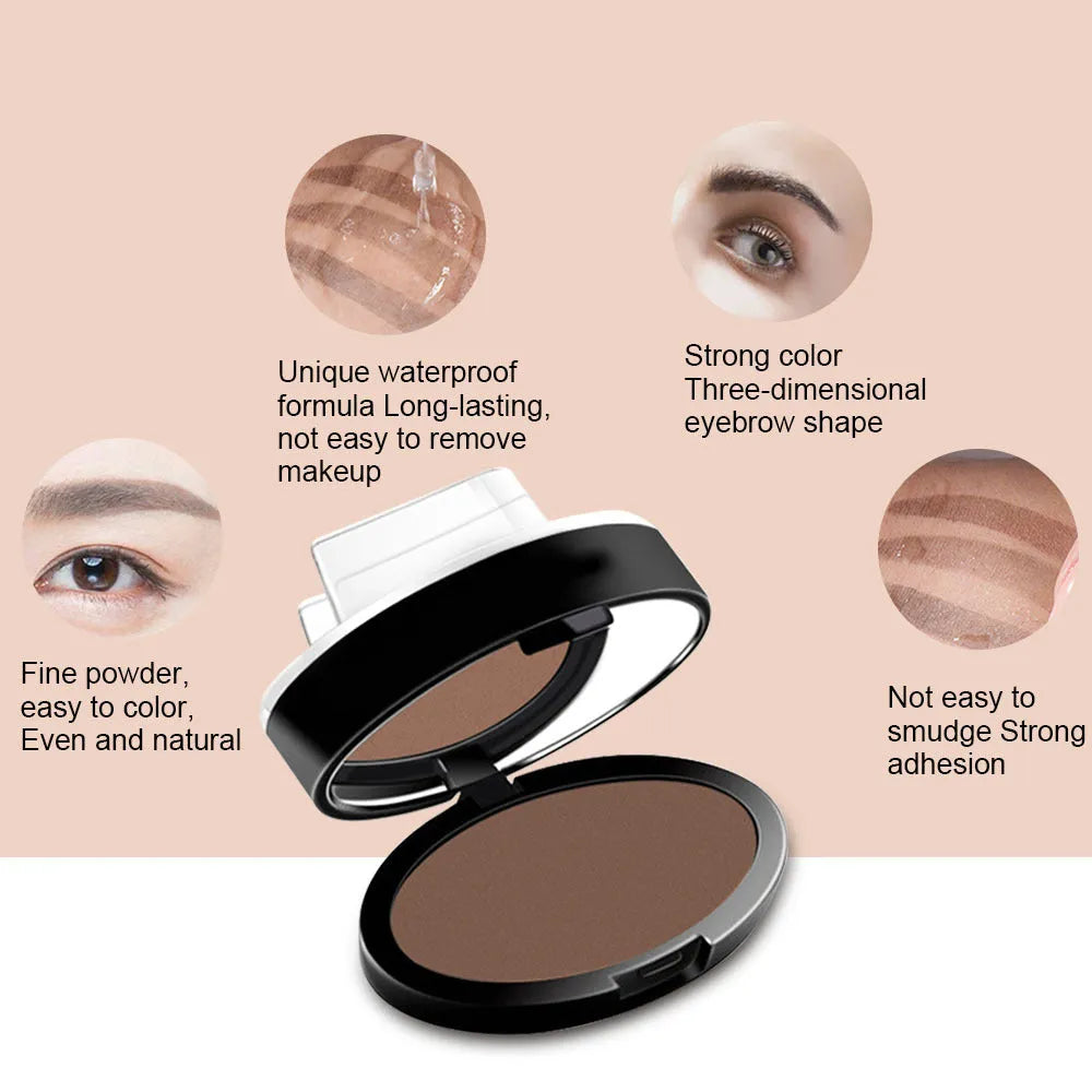 ALVER eyebrow powder seal in brown coffee shade with arched brow stencil plate