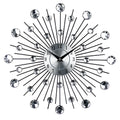 Silver round metal wall clock 33cm diameter with pointer display and numbered markers