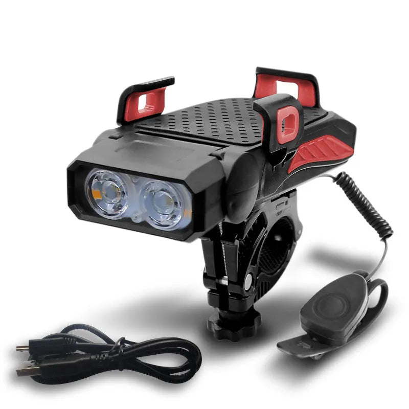 Rechargeable bicycle light with LED illumination for night riding safety