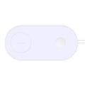White dual wireless charging pad for two mobile phones with fast charging support
