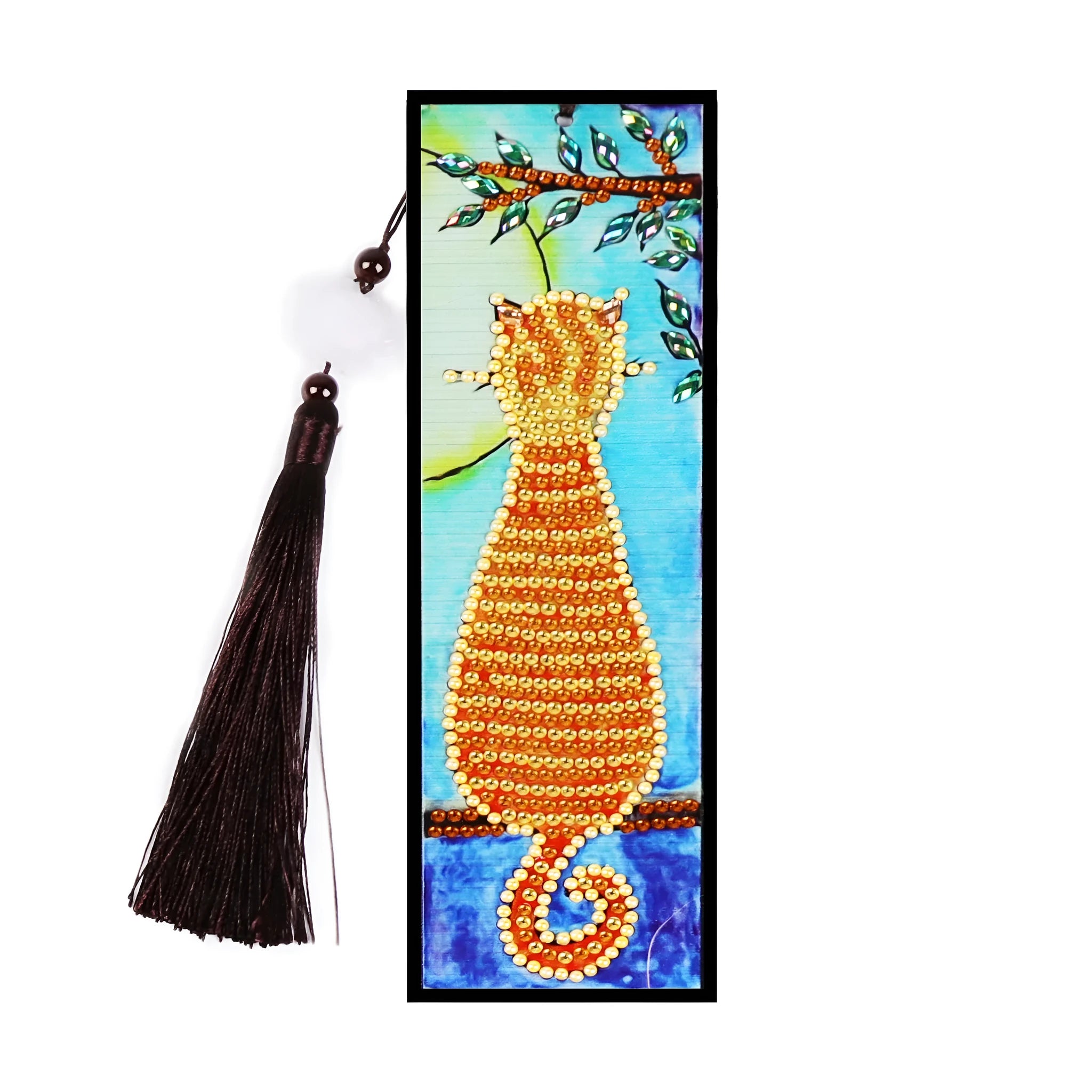 DIY diamond painting bookmark kit with 5D crystal diamonds forming special-shaped mandala pattern