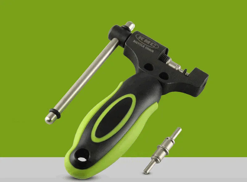 Green steel bicycle chain cutter tool with double shaft chaining device