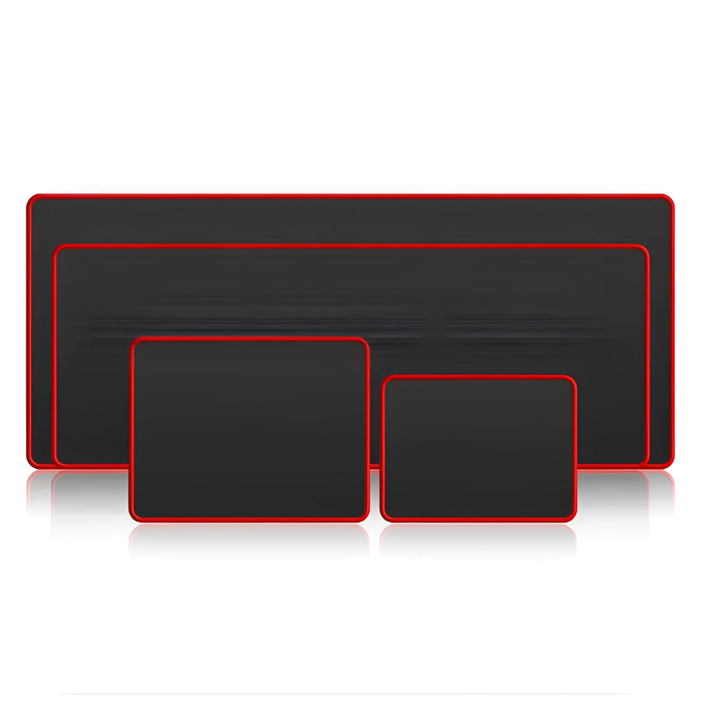Large black and red stitched edge non-slip rubber mouse pad with multiple size options