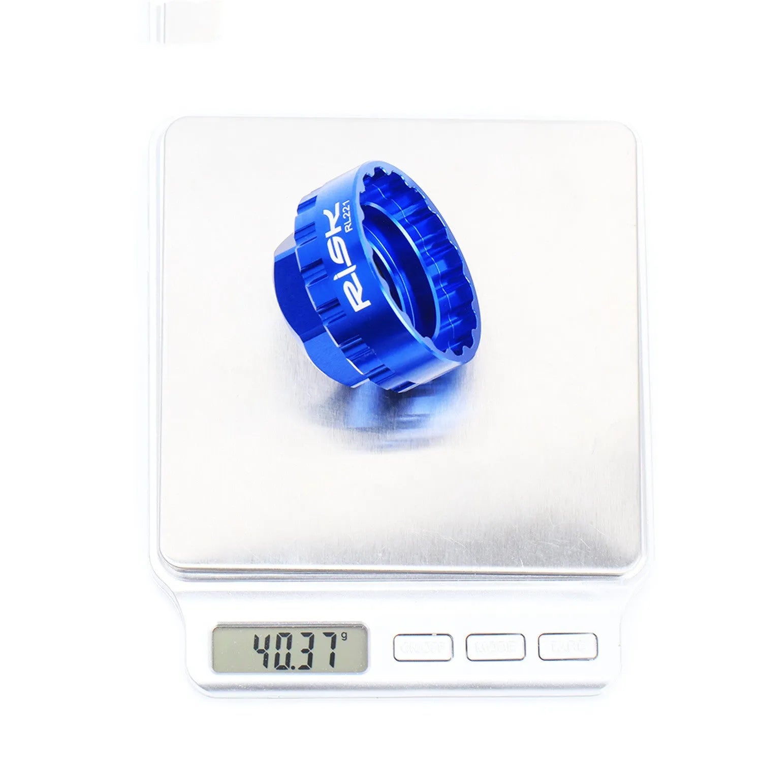 Blue aluminium bicycle wrench for RISK 12-speed direct mount disc removal