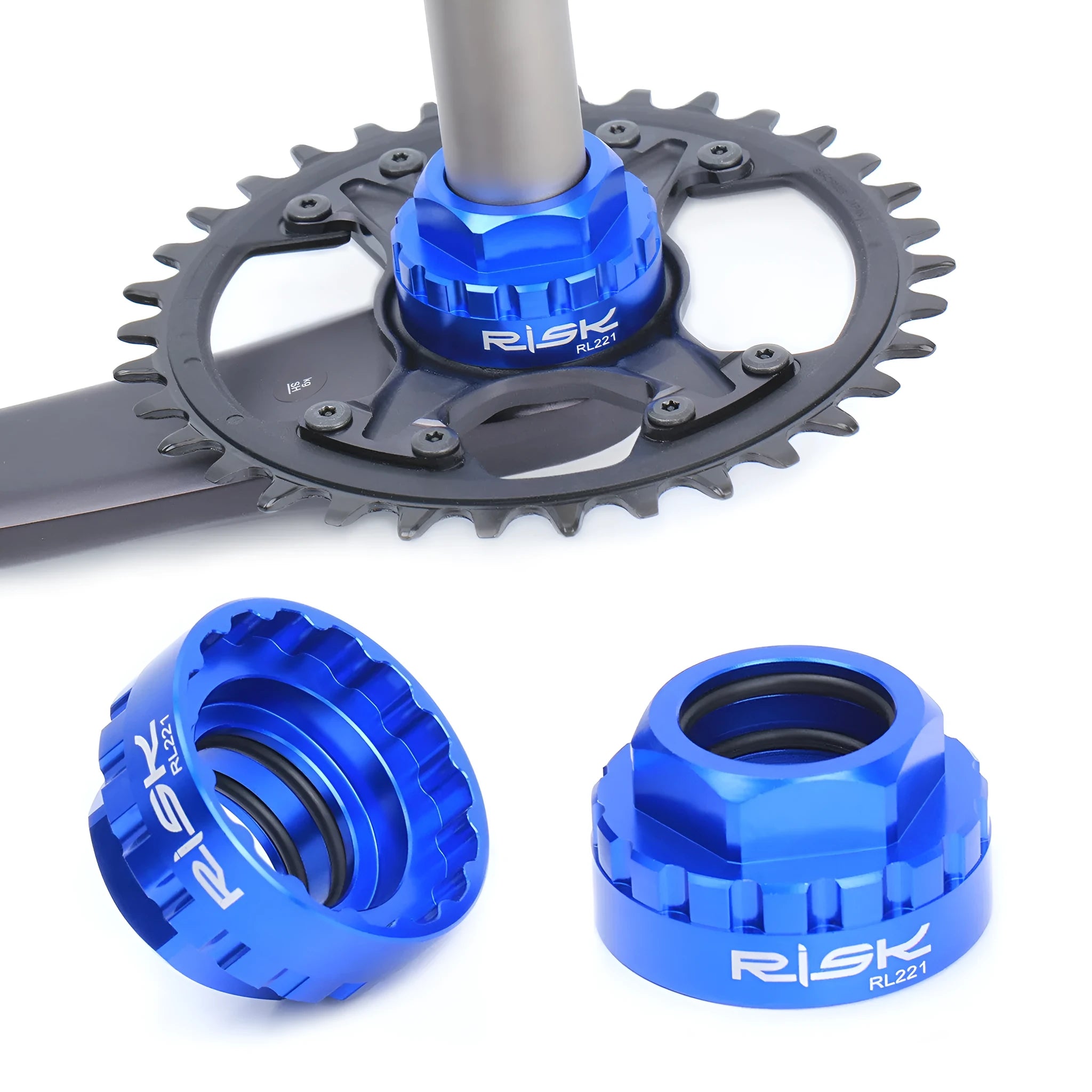 Blue aluminium bicycle wrench for RISK 12-speed direct mount disc removal